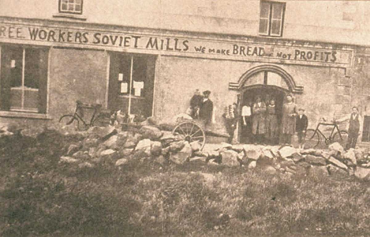 Bruree Workers Soviet Mills, in Bruree, County Limerick, declared soviet on 26 August 1921. Wiki Commons/Limerick Museum. Bruree Workers Soviet Mills, in Bruree, County Limerick, declared soviet on 26 August 1921. Wiki Commons/Limerick Museum.