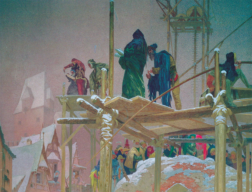 Detail from A Brothel Converted to  a Convent by Jan Milíč  of Kroměříž’, from the Slav Epic, by Alphonse Marie Mucha, 1916. © Mucha Trust/Bridgeman Images.